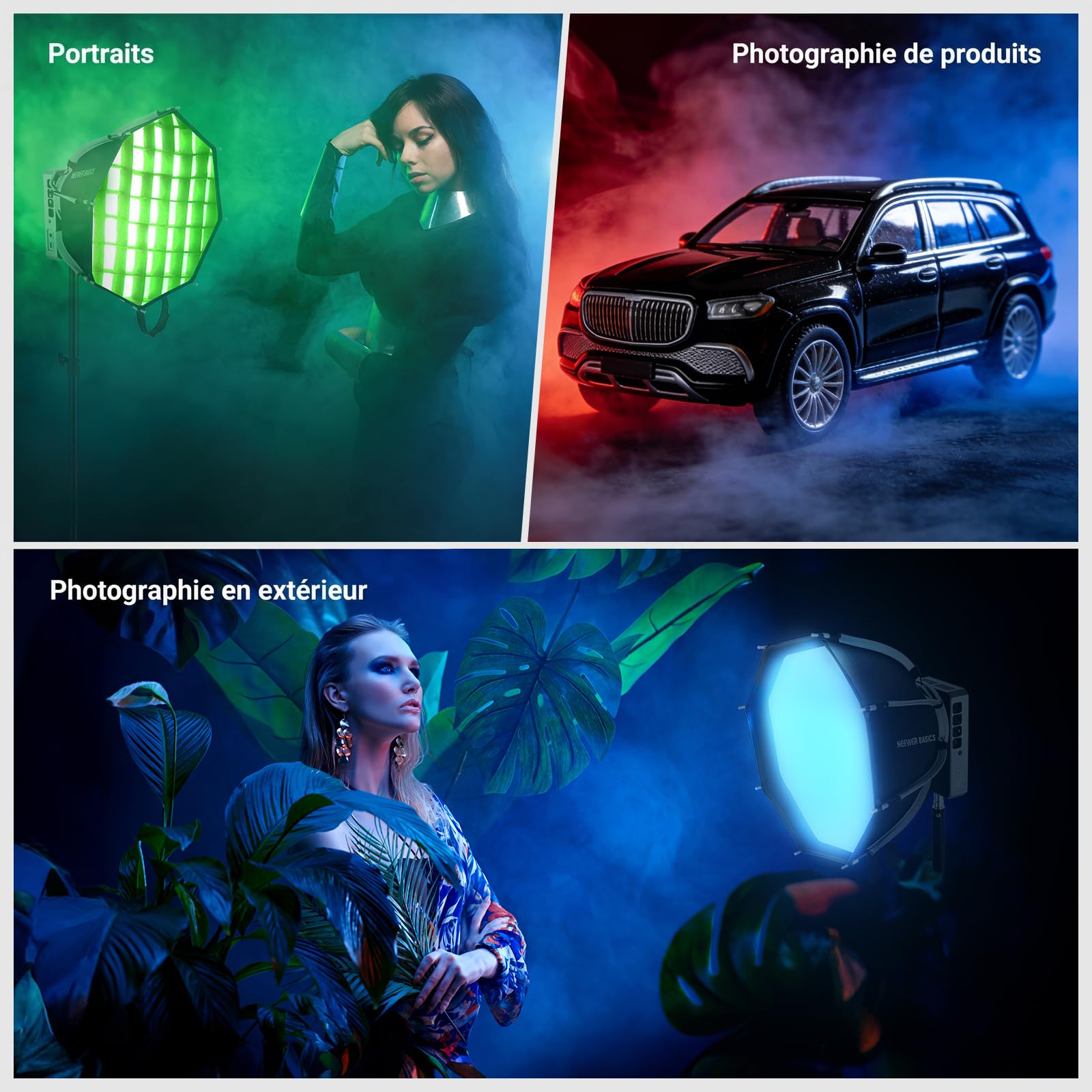 NEEWER BASICS Softbox Octogonal 12"avec support Mini (non Bowens), Kit Boîte Lumière Parabolique Mini Octabox avec diffuseurs&grille pour lumière LED FS/HB/HS,Photo Studio Enregistrement Vidéo NS68P