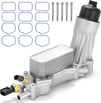 926-876 926-959 Upgraded Aluminum Engine Oil Filter Housing with Oil Cooler - Fit For 2011-2016 Chrysler 200 300, Dodge Charger, Grand Cherokee, Wrangler 3.6L V6 Engine - Replaces# 68105583AF