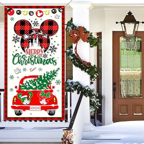 Miniatura 8 de Decoración de Navidad para puerta, 35.4 x 70.8 pulgadas, decoración de puerta de Navidad, decoración de puerta grande de Navidad para decoración de