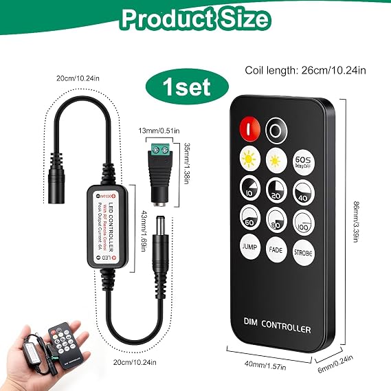 Mini RF LED Remote Controller Dimmer Switch for LED Lights
