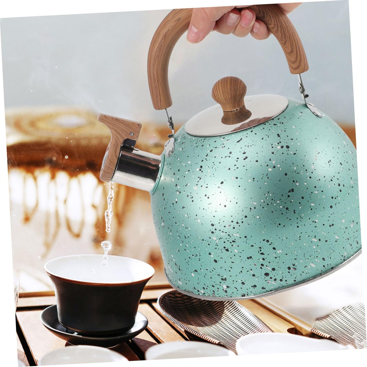 Mipcase Hervidor de Agua Grande de Acero Inoxidable con Base Resistente al Calor, Capacidad de 3 L, Diseño Robusto y Silbato para Uso en Restaurante u Oficina