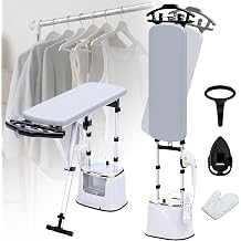 Standing Garment Steamer with Dry Ironing, 2000W Powerful Steamer for Clothes with with Flat & Slant & Hanging Iron Options,3 Steam Modes, 25s Fast Heat-Up, 2.2L Water Tank White-Gold