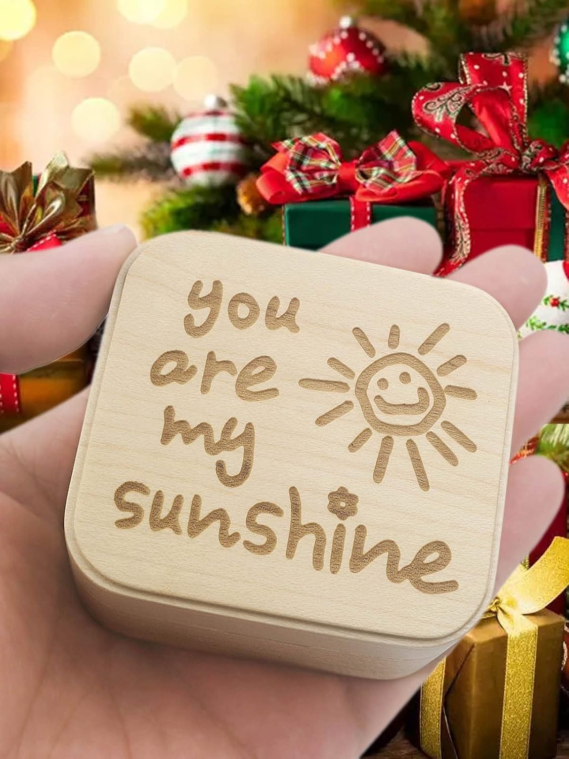 Sinzyo You are My Sunshine Music Box Solid Wood Laser Carving Vintage Gift Musical Boxs for Birthday Valentine's Day Christmas(Musical Note Maple Box)