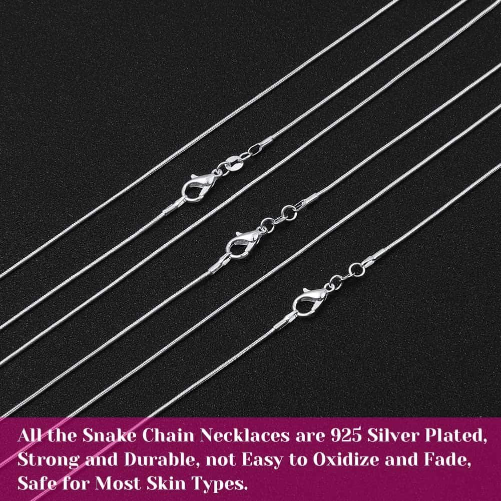 Paxcoo 30 Pack Bulk Necklace Chain Silver Plated Necklace Snake Chains for Jewelry Making, 1.2 mm (24 Inches) - Image 3