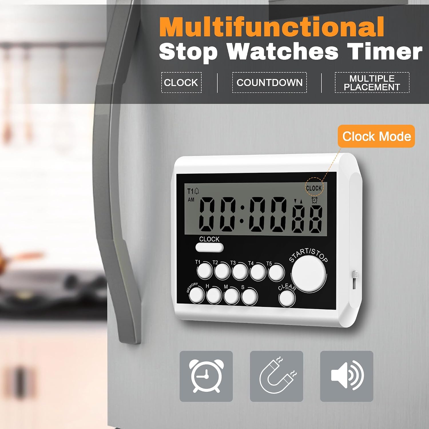 XREXS YS355 Digital Kitchen Timer in Clock Mode