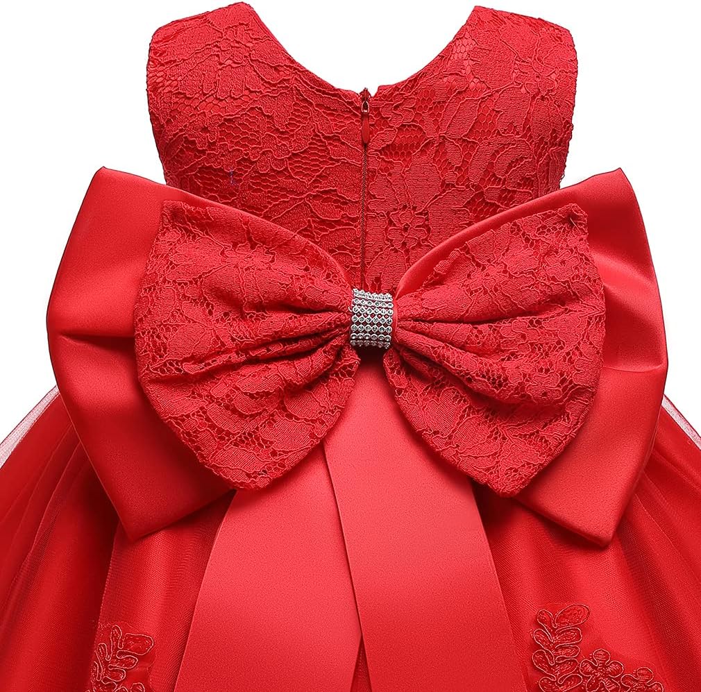 Jup'Elle Flower Girl Dresses for Wedding Embroidery Formal Dress Baby Girls Princess Pageant Party Dress with Headwear