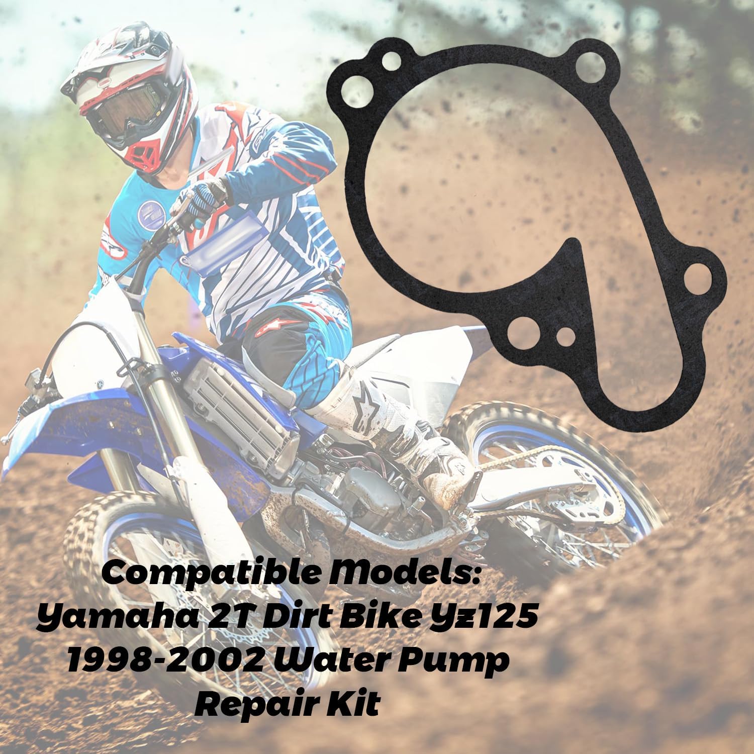 LOONGPART Water Pump Impeller Repair Kit with gasket vane bearing oil seal Compatible with Yamaha Yz125 1998-2002 5DH-12451-00 90201-08512-00