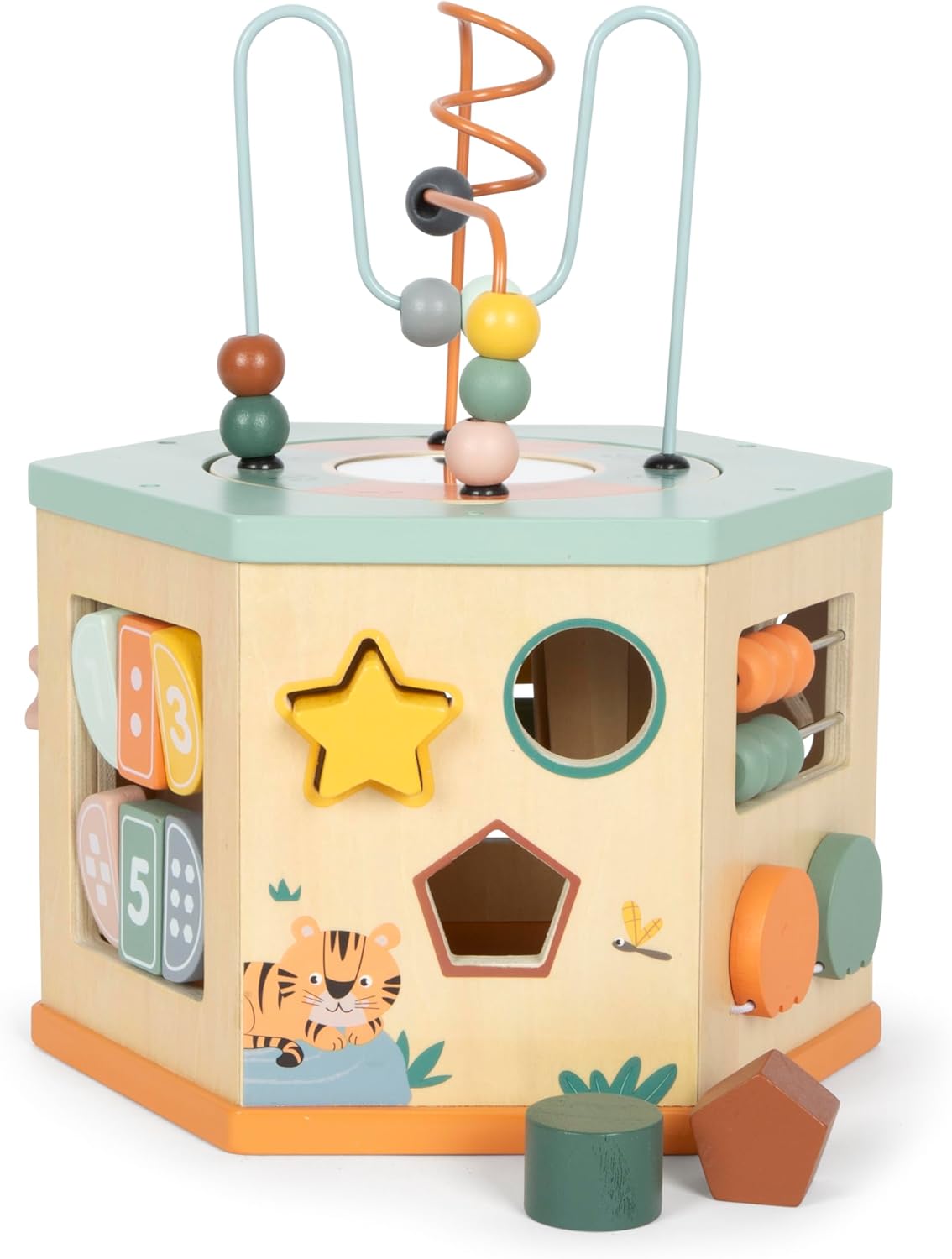 small foot Safari Motor Skills Cube 7 Sided Educational Toy 12641 [Multiple] Colorful 12641