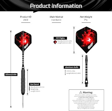 CyeeLife 12 Pack Steel Tip Darts, Professional Metal Dart Set with 12 Premium Aluminum Shafts and 4 Style PET Flights and Sharpener,22 Grams