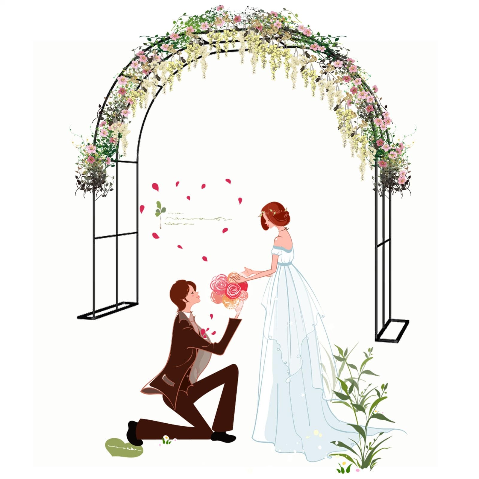 Arco de boda de fácil montaje y soporte resistente para enrejado exterior