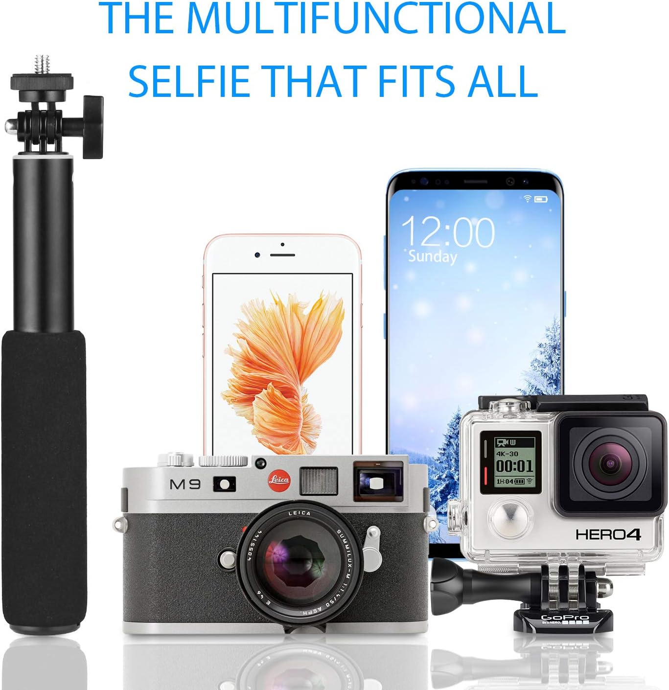 Selfie Stick, UBeesize Extendable Monopod with Tripod Stand and Wireless Shutter Remote, Compatible with iPhone, Samsung, Other Android Phones, Digital Cameras and GoPro