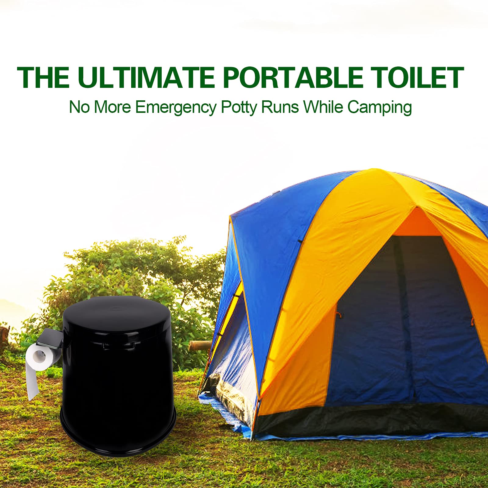 WC portatile, WC per adulti e bambini, secchio mobile da 5,3 galloni, WC da campeggio e camper, adatto per campeggio, escursionismo, camper, barca, camera da letto