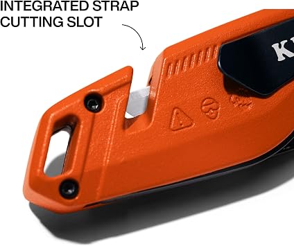 Klein Tools 44303 Folding FLICKBLADE Utility Knife with Storage and 5 Blades, Compact with Side Release Button and Dual Locking Positions