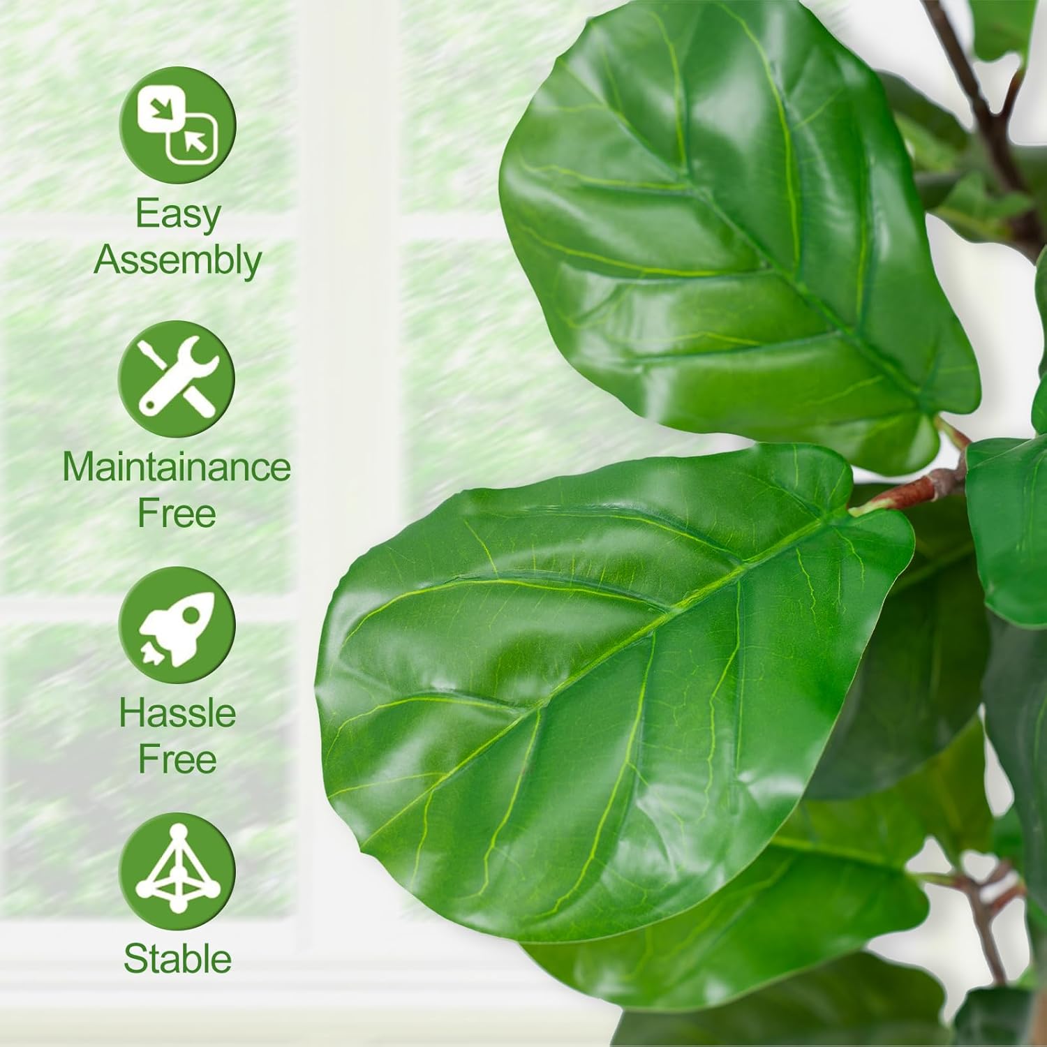 Faux Fiddle Leaf Fig Tree 7ft Tall Indoor Fake Tree in White Pot with 113 Leaves Artificial Ficus Lyrata House Plant for Indoor Home Office Bedroom Living Room Decor Perfect Housewarming Gift
