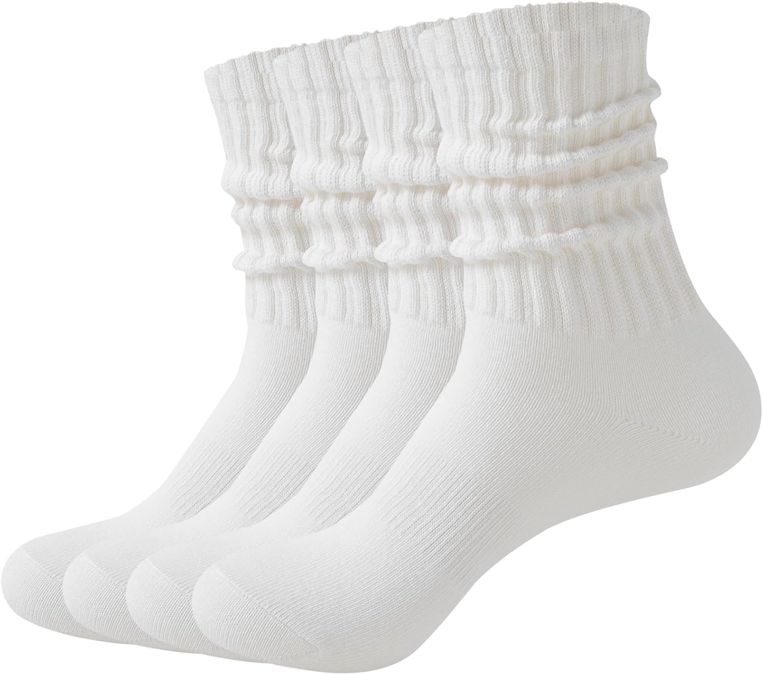Women's 88% Cotton Slouch Crew Socks - Scrunch Socks, Non-Slip Y-Heel, Foldable Slouchy Socks (Fits 5-11) All Season