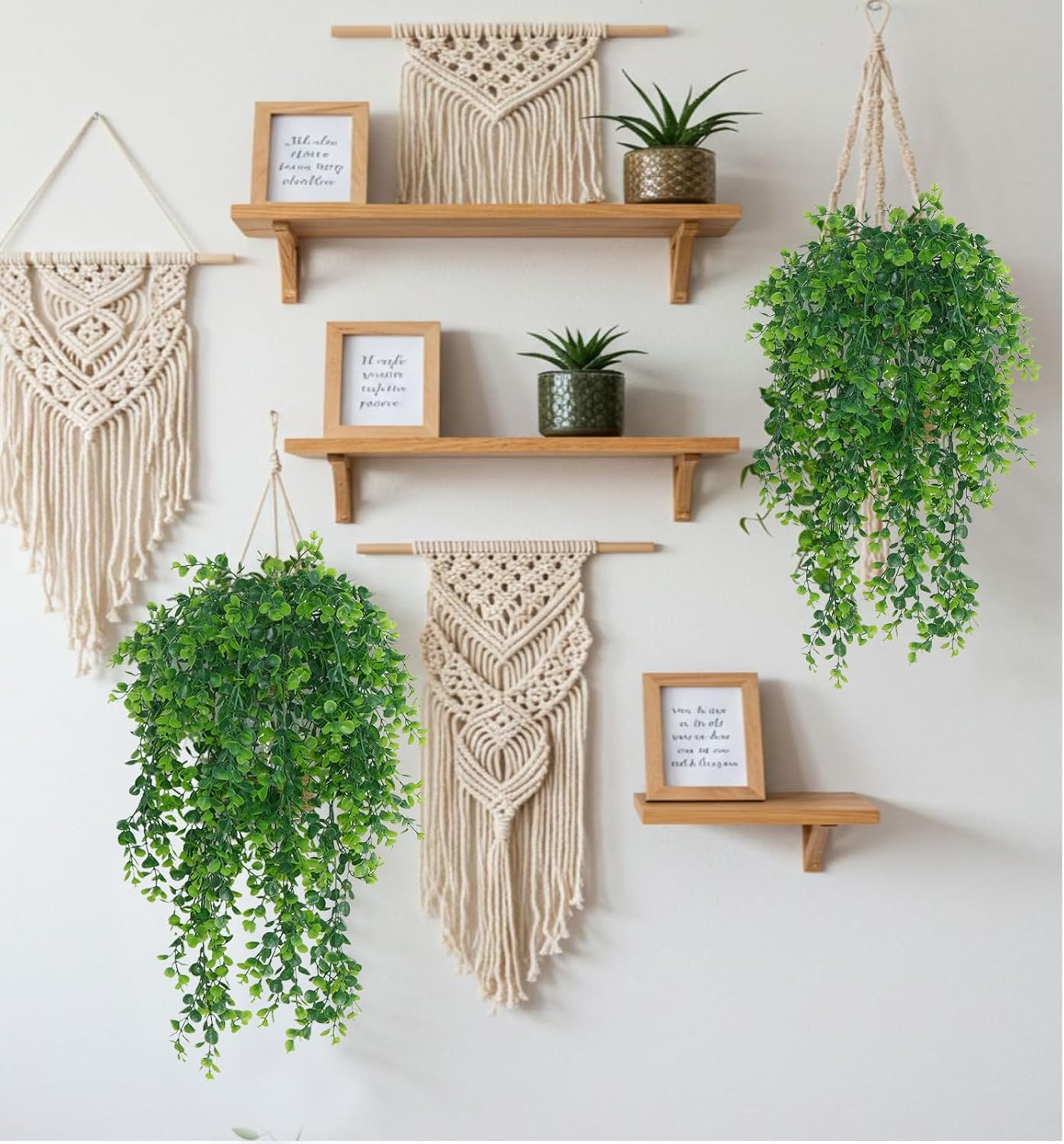 Artificial Hanging Plants 18 Pcs Fake Hanging Plant Faux Hanging Eucalyptus Plants UV Resistant Plastic Plants for Indoor Outdoor Room Wall Wedding Patio Porch Decor