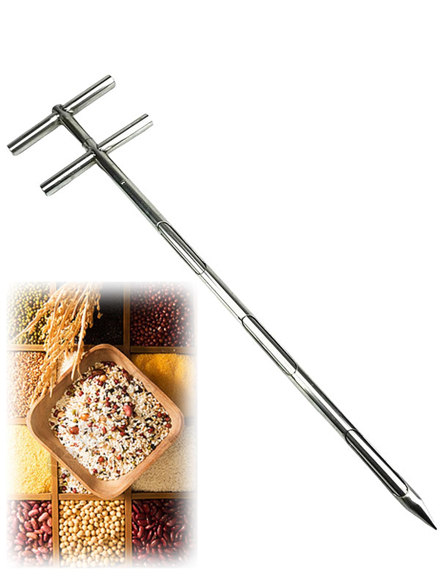 Muestreador de granos de acero inoxidable - Muestreadores de laboratorio, herramienta portátil for muestreo de maíz, trigo, arroz y polvos(25mm,120cm/3.9FT)