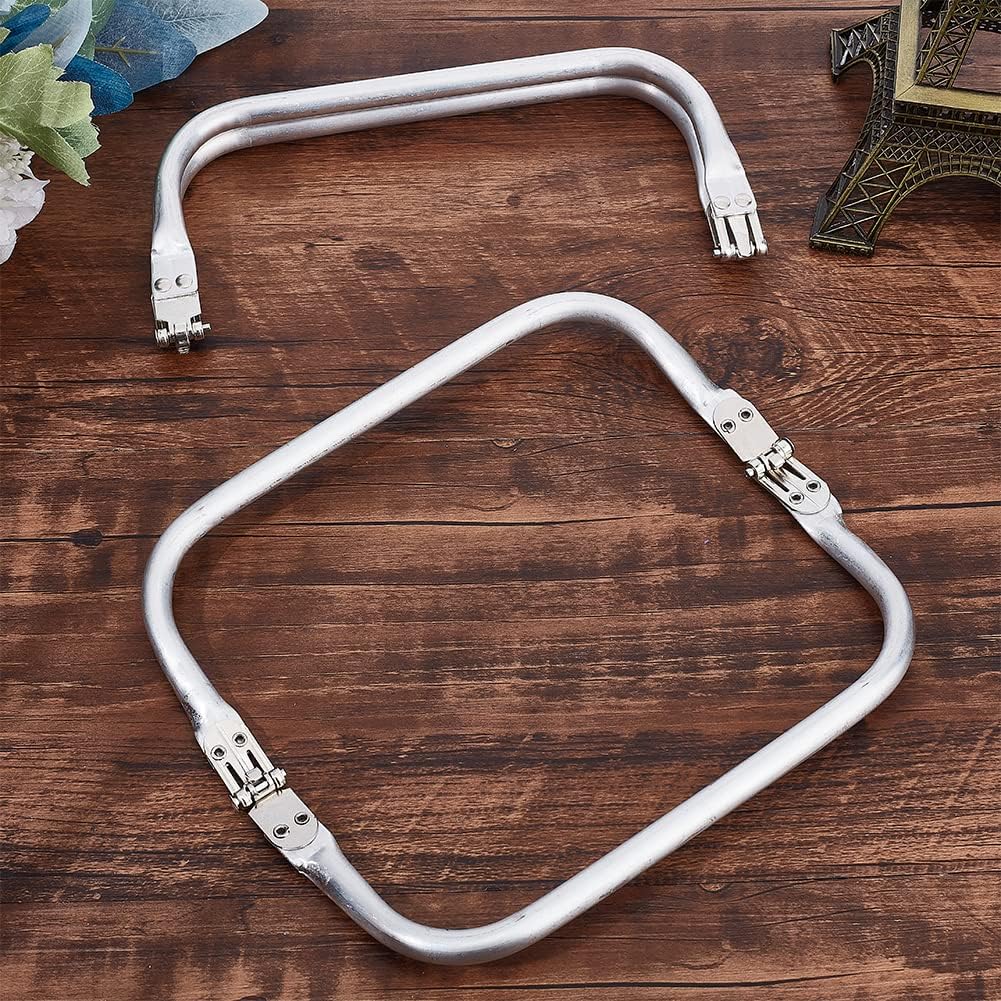 CHGCRAFT 2Pcs 200mm Aluminum Purse Frame Kiss Clasp Internal Tubular Frame Square-Shaped Assembled Bag Clutch Frame for DIY Craft Dinner Pouch Bag, Open 180x200x10mm