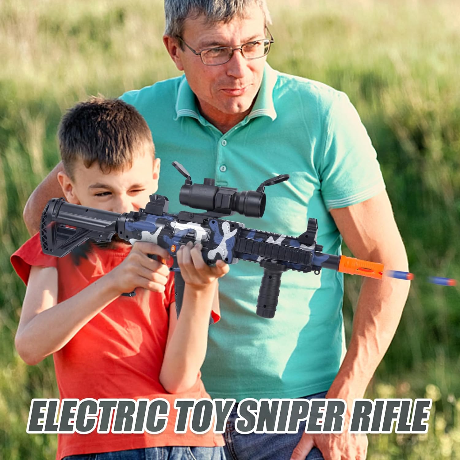 Electric Toy Gun for Nerf Guns Darts - Realistic Sniper Rifle with Scope 120 Soft Bullets 3 Magazines, Foam Blaster for Boy Age 8-12 Years Old, Outdoor Present for Adult Kid Christmas Birthday