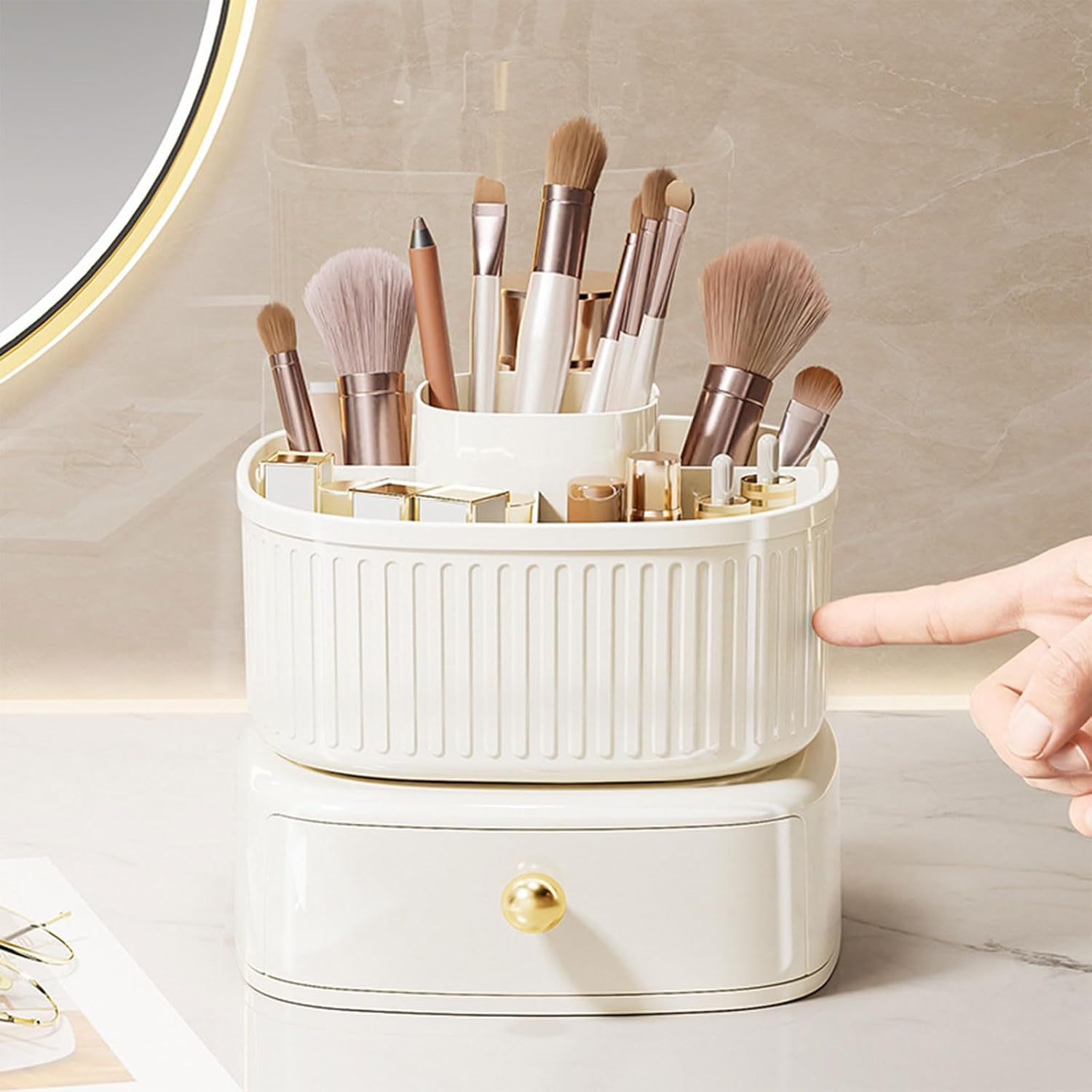 Rotating Makeup Organizer for Desk, Makeup Brush, B image 4