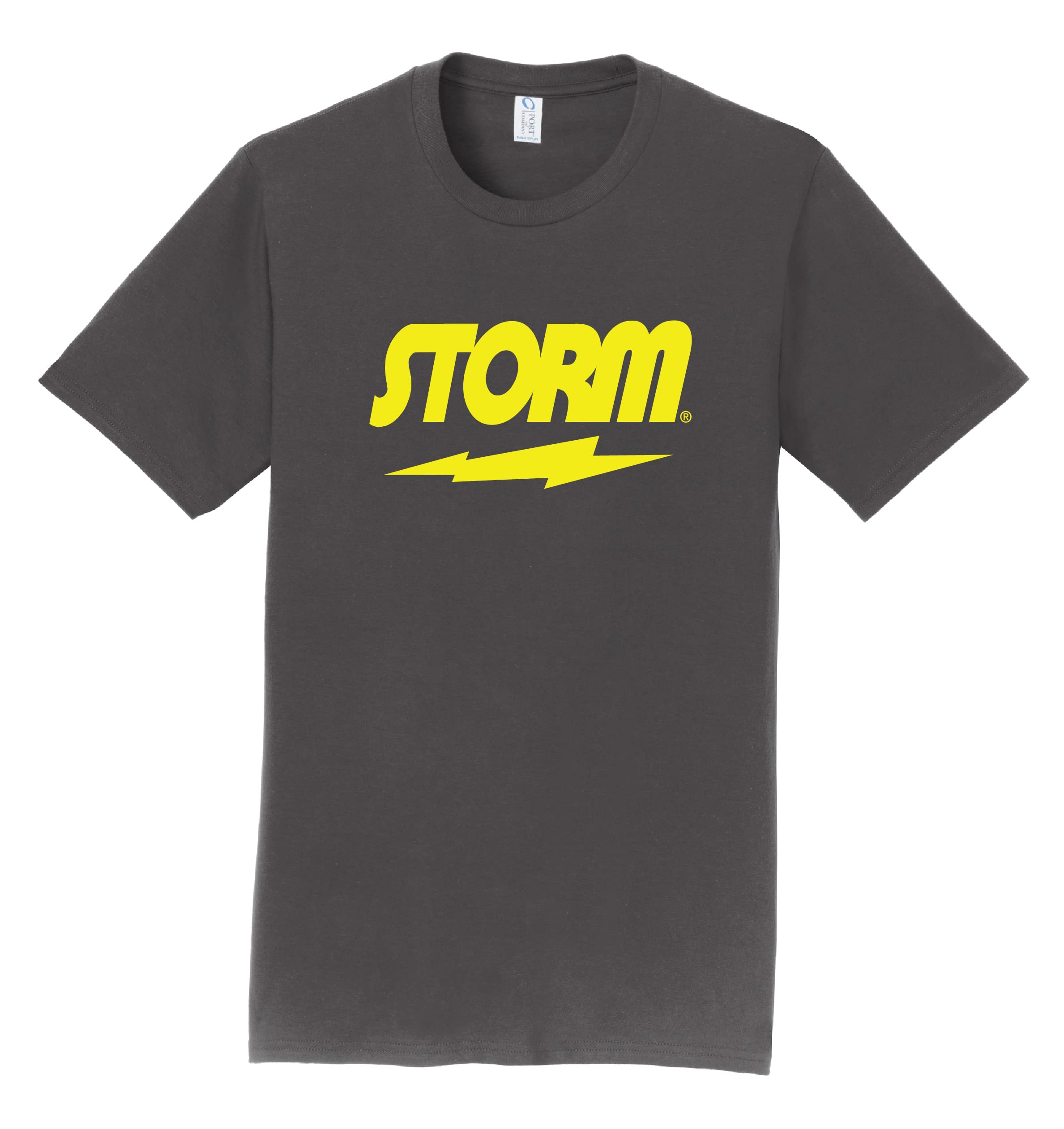 Logo Infusion Charcoal T-Shirt 100% Cotton - Storm Bowling - Bright Yellow Logo - Design 00BA (as1, Alpha, 3X_l, Regular, Regular)