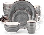 Vancasso Bonita Dinnerware Jeu de pierres bleues 12 Service des pièces pour 4, Ensemble de plaques et de bols en grès peints à la main