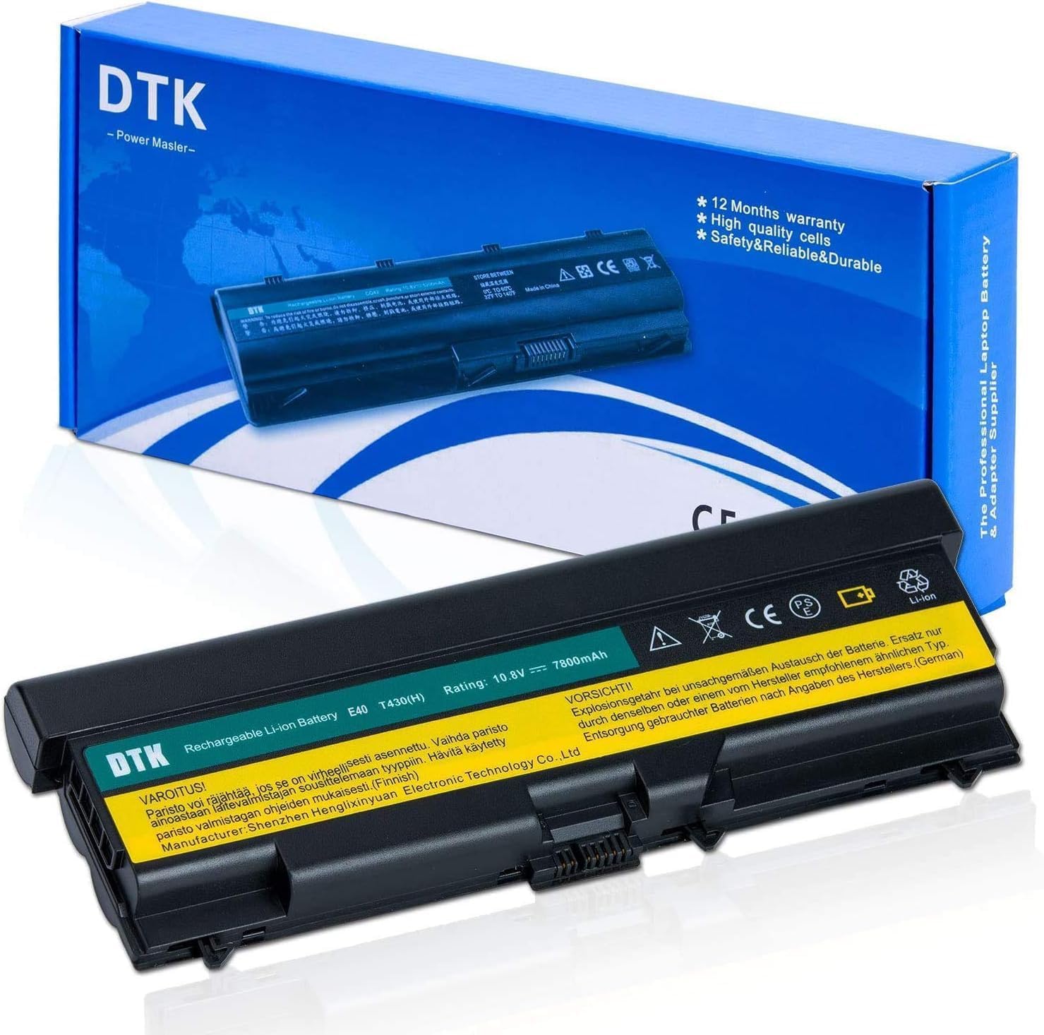 DTK E40 E420 Extended Laptop Notebook Battery Replacement for IBM Thinkpad T420 T510 E425 L520 Sl410 E520 E525 L410 L412 L420 L421 L510 E50 0578 L512 Sl510 T410 T520 W510 W520 10.8V 7.8AH