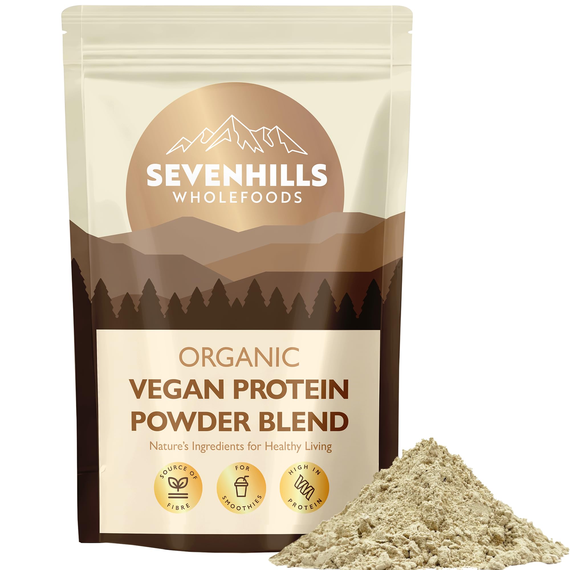 Sevenhills Wholefoods Organic Vegan Natural Protein Powder Blend 900g, with Rice, Hemp & Pea Protein, unsweetened & unflavoured, no additives, Dairy & Soy Free