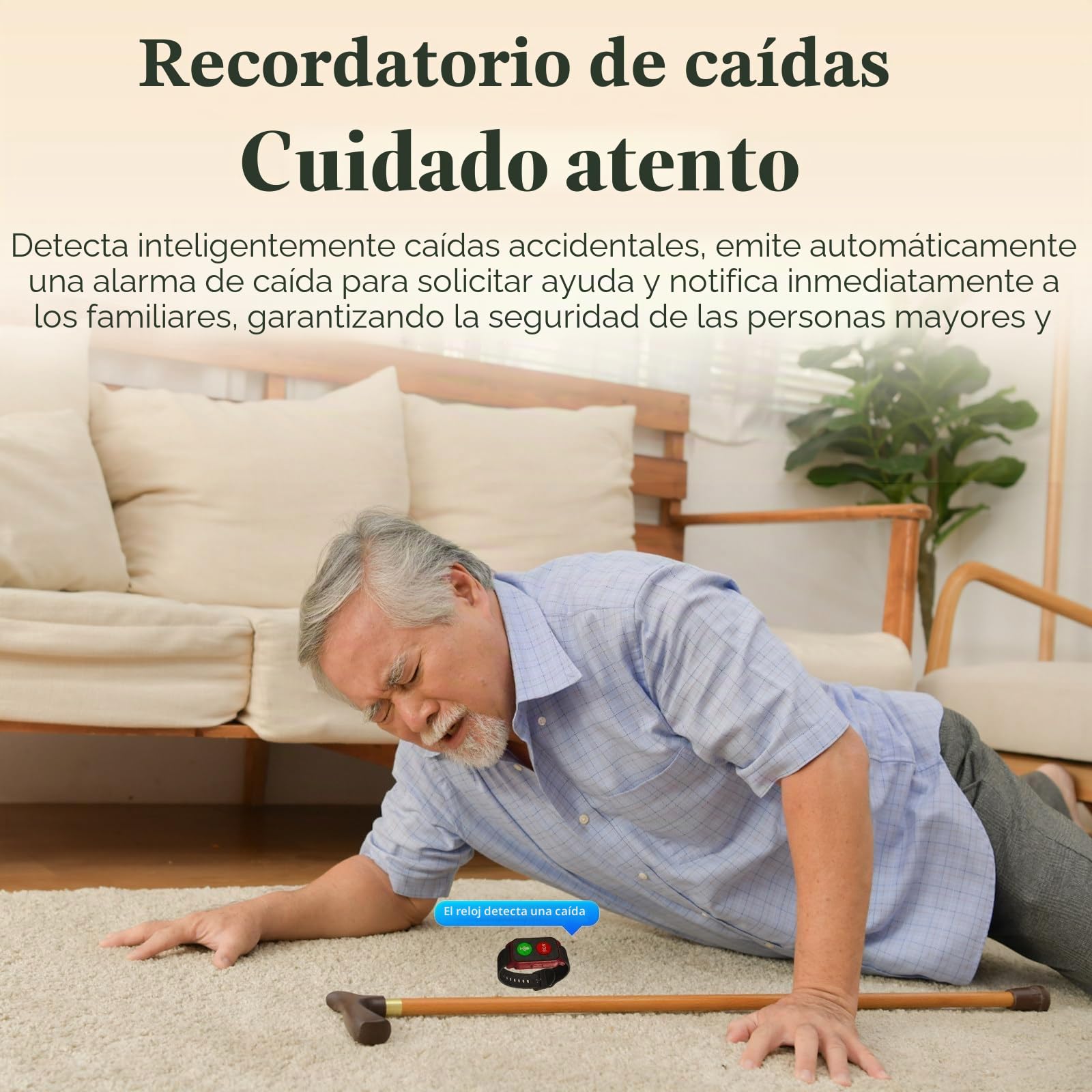 Reloj Inteligente GPS Localizador Personas Mayores con Detección De Caídascon Botón De Llamada De Emergencia Botón, Waterproof Detector Caída, Monitoreo De La Salud Black