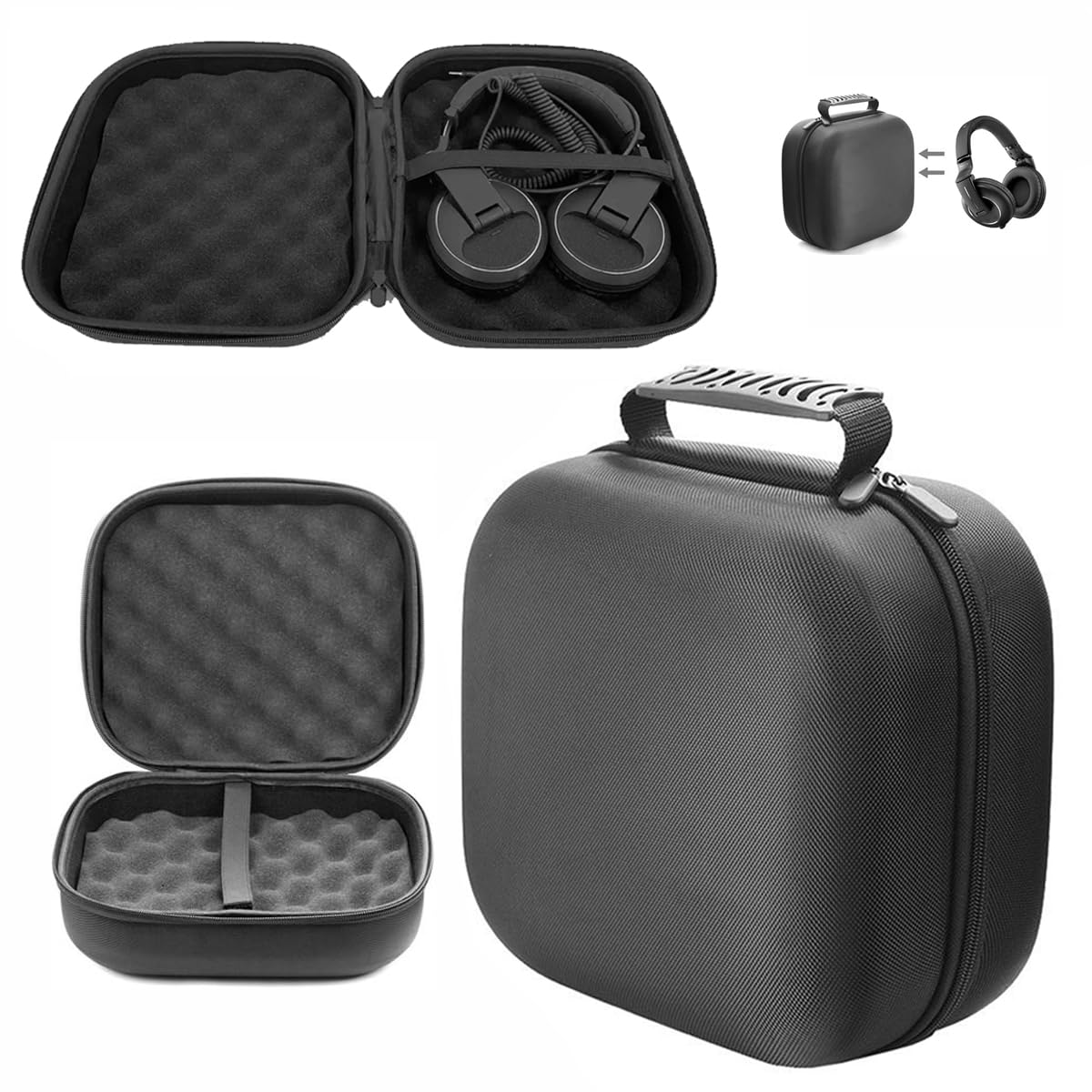 EVA Hard Shell Carrying Case for Pioneer HDJ2000MK2/HDJ-X5/X7/X10 Headphones, Lightweight Waterproof Storage Bag with Soft Interior, Protective Travel