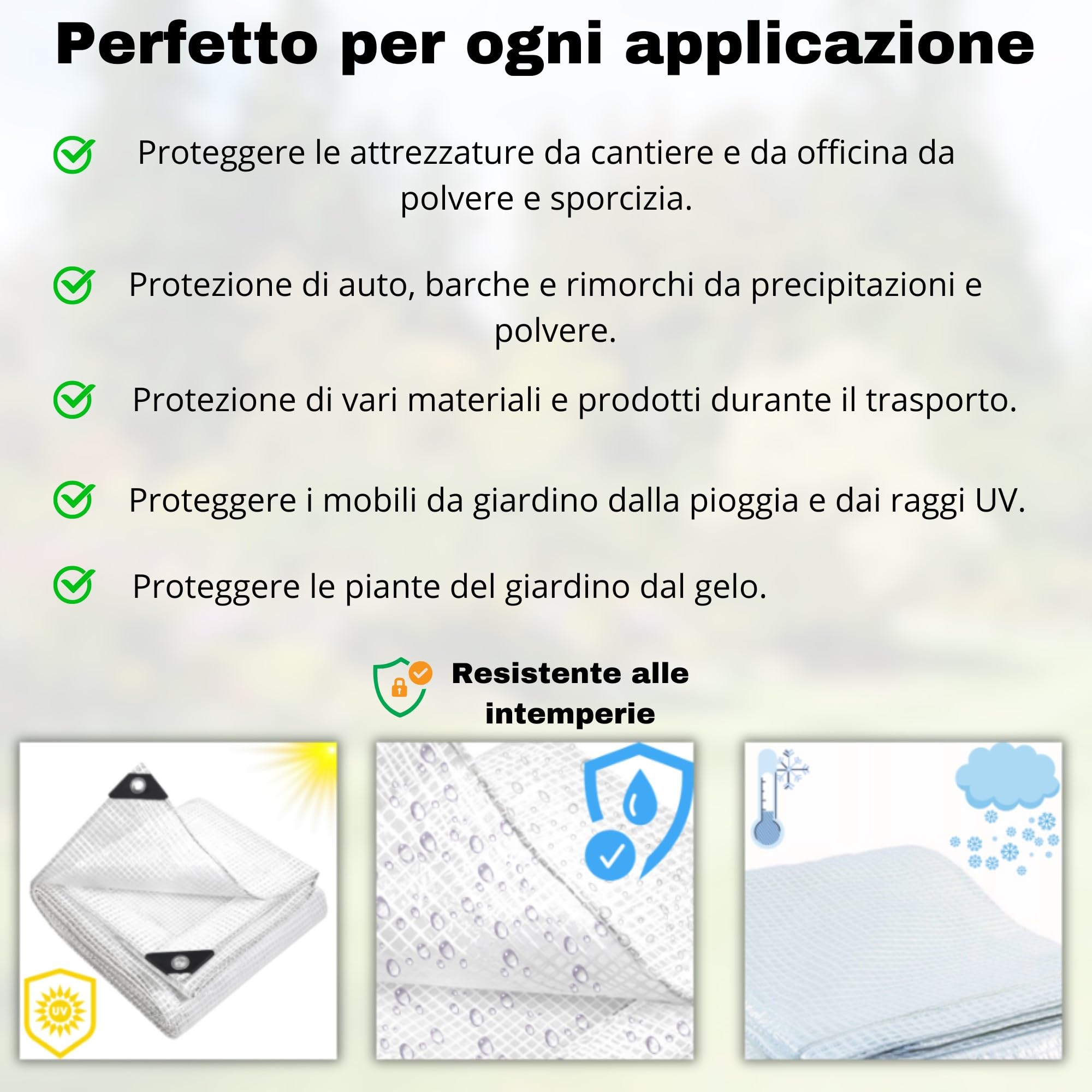 WDB - Telo impermeabile esterno - Telone occhiellato ogni 100 cm - Telone resistente al gelo, alla pioggia e ai raggi UV per giardino, gazebo, campeggio e mobili - Telo 100g Trasparente - 5 x 8 m
