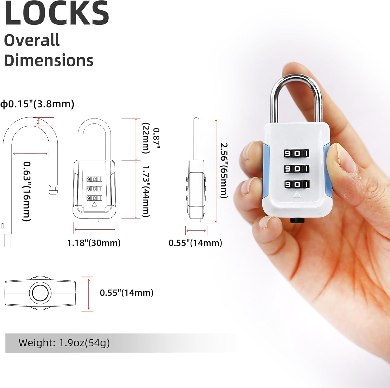 Combination Padlock for Locker, Small Combination Lock for Gym Locker, Combo Lock for Travel Luggage, Suitcase, Backpack Zipper, Combo Padlock with Code for Fence Gate, Gun Case, Tool Box