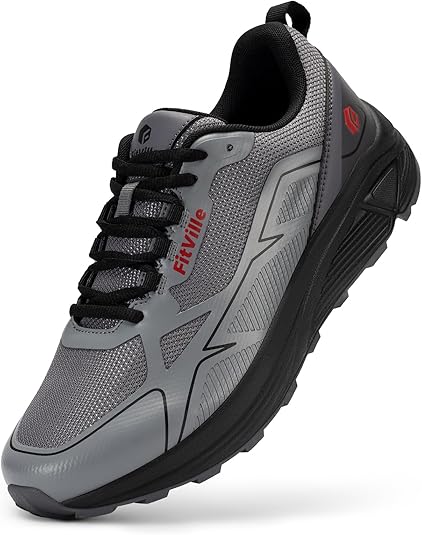 Fitville Hardloopschoenen voor Weg Mannen Heren Sneakers Breed Lichte Ademend Walking Schoenen Blauw 46 EU breed
