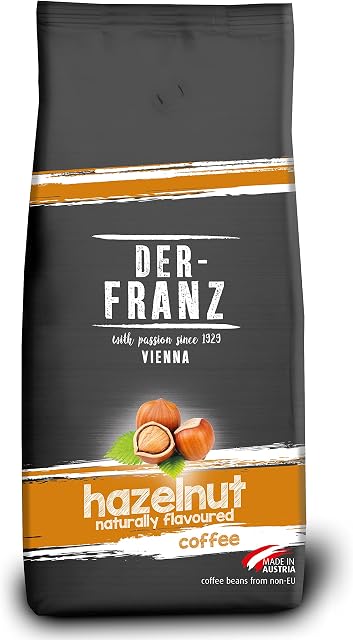 Der-Franz - Coffee, Blend of Arabica&Robusta, Roasted, Whole Bean Flavoured with Natural Hazelnut UTZ, 1000 g