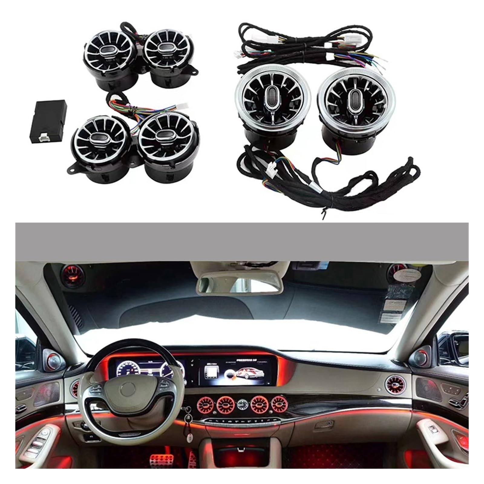 Atmosphere Light Kit Compatible with Mercedes Benz S-Class W222 2014 2015 2016 2017-2020 Rotary Tweeter Four Door Speaker Cover(Roof Cover)