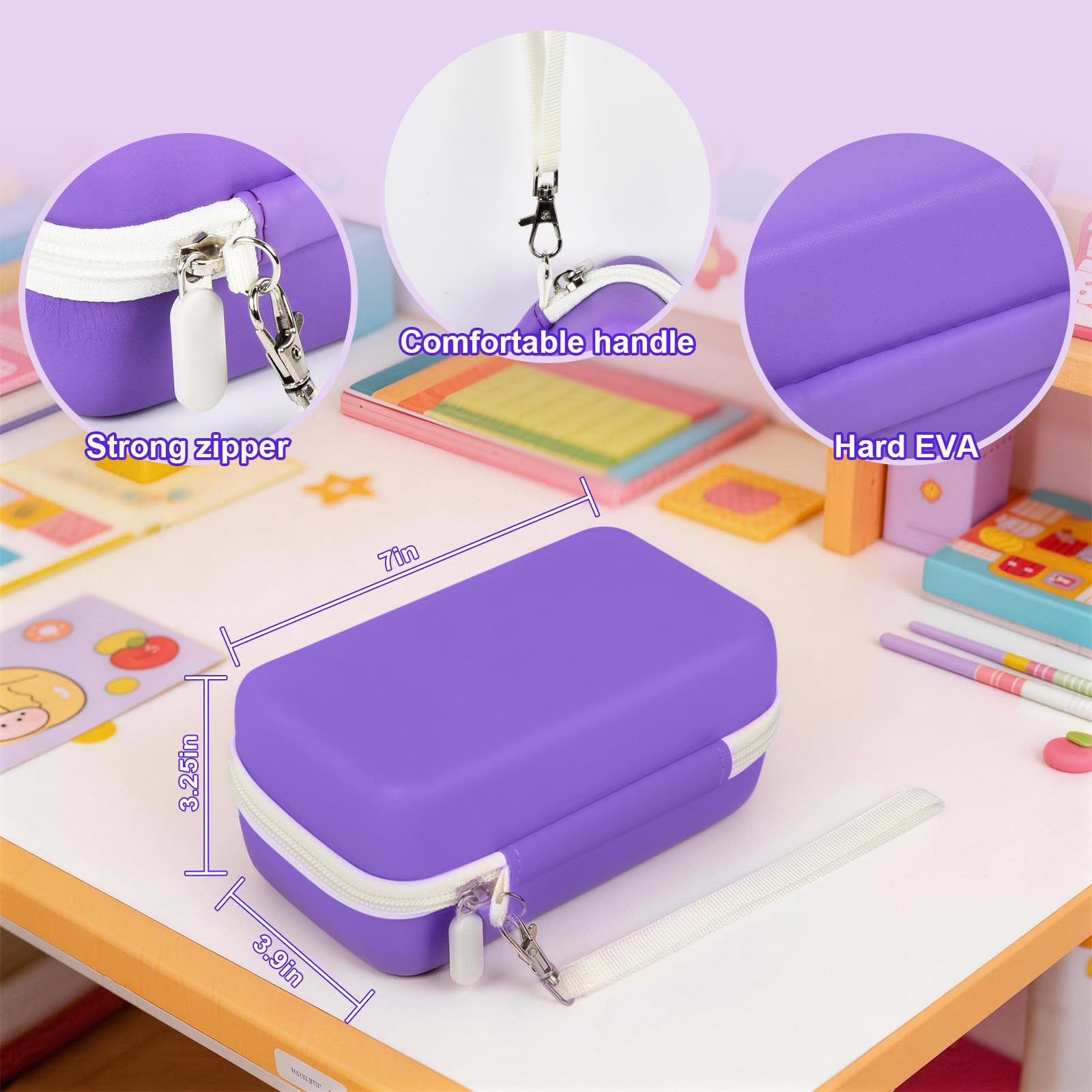 Étui Compatible avec 3Doodler Start+ Essentials (2022) pour stylos 3D pour Enfants, Support de Rangement pour Recharge de Filament d'impression et Chargeur Micro-USB (boîte Uniquement), Violet, Étui