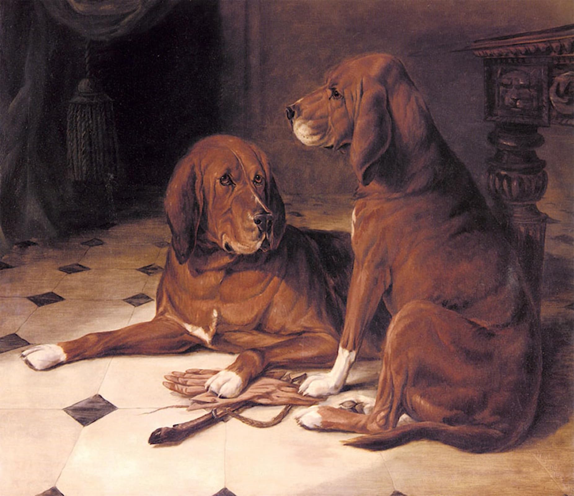 POSTERIIk Famous Print Pop Art Wall Art Graffiti Two Hounds in a Great Hall by William Luker Art Prints for Home Decor 60x90cm