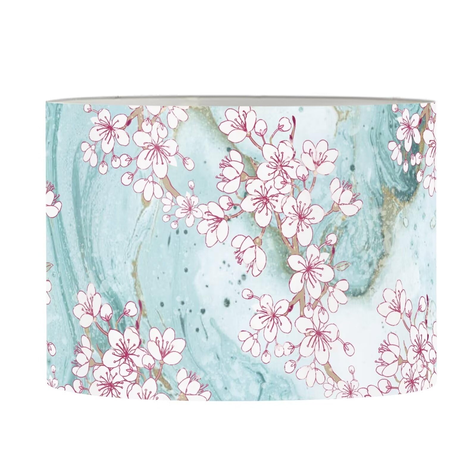 FANCOSAN Handmade Desk Floor Light Cover Teal Marble Plum Blossom Pattern Lampshade Bedside Nightstand Lamp Shade for Adult Kids-L — image 1
