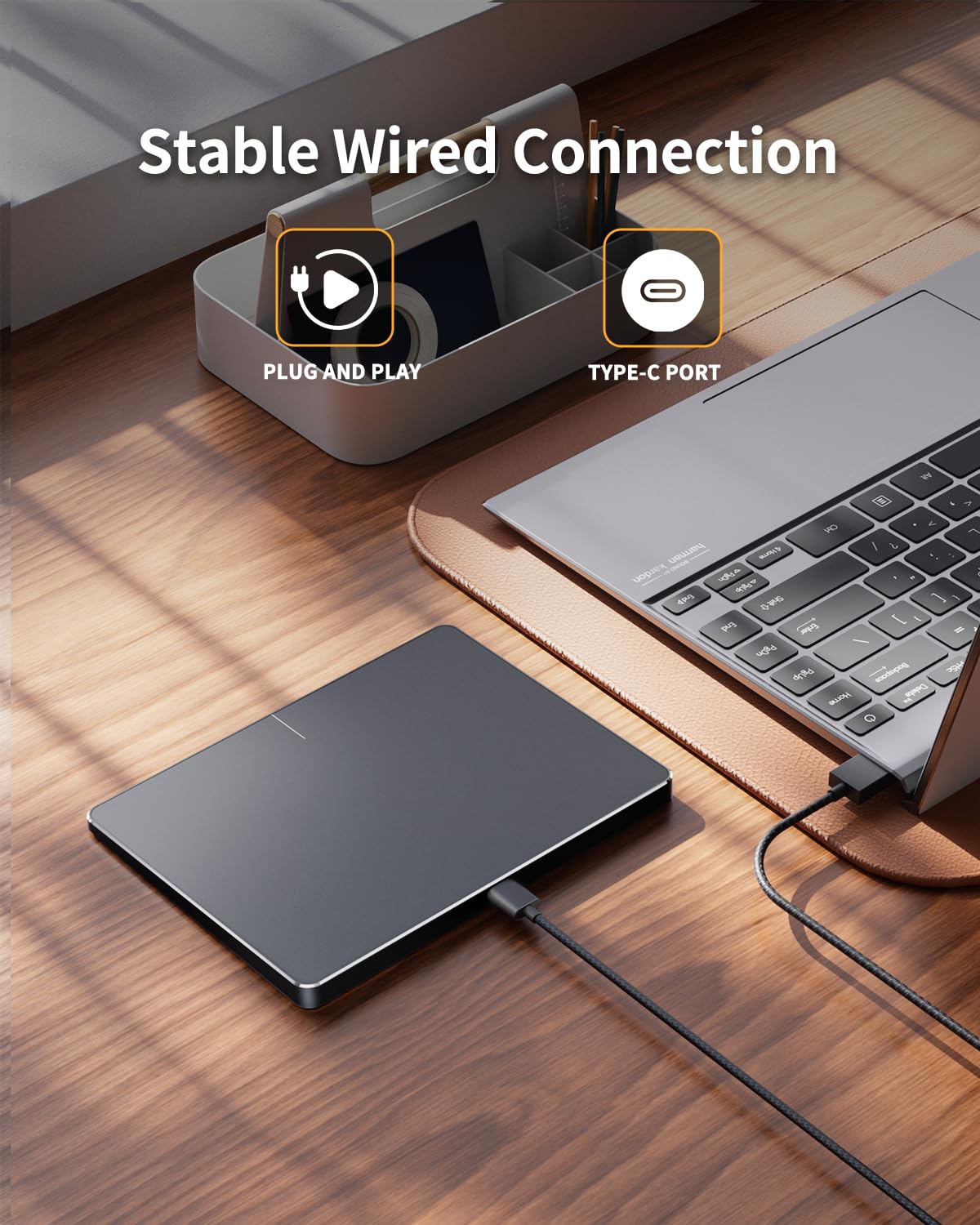 ProtoArc Trackpad USB cablato per Windows 10/11, grande mouse trackpad cablato ad alta precisione con multi-gesto, ultra sottile, mouse touchpad portatile in alluminio per computer/desktop/laptop