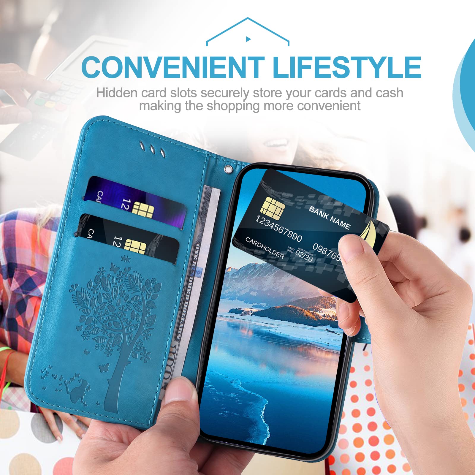 Funda para Xiaomi Redmi Note 11 4G / Note 11S, Funda Tapa Libro Movil de Cuero PU, Ranura para Tarjeta Plegable Billetera Carcasa para Redmi Note 11 4G / Note 11S (Azul) - 4