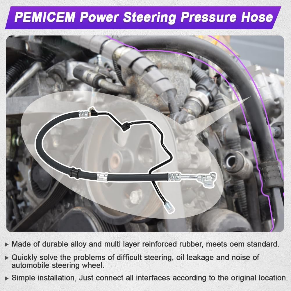Power Steering Pressure Hose Assembly Compatible with Honda Pilot 3.5L V6 2005 2006 2007 2008, Replacement for 53713-S9V-A01, 53713S9VA01