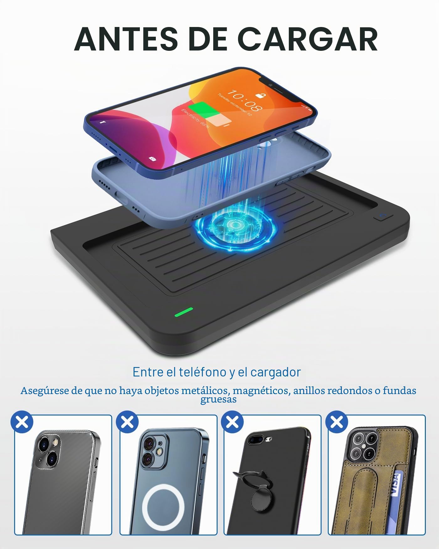 Cargador de teléfono inalámbrico de coche para Audi Q5 2018-2024/SQ5 2018-2022 2024, alfombrilla de carga para Audi Q5 SQ5 2018 2019 2020 2022 2023 2024 accesorios interiores (no compatible con