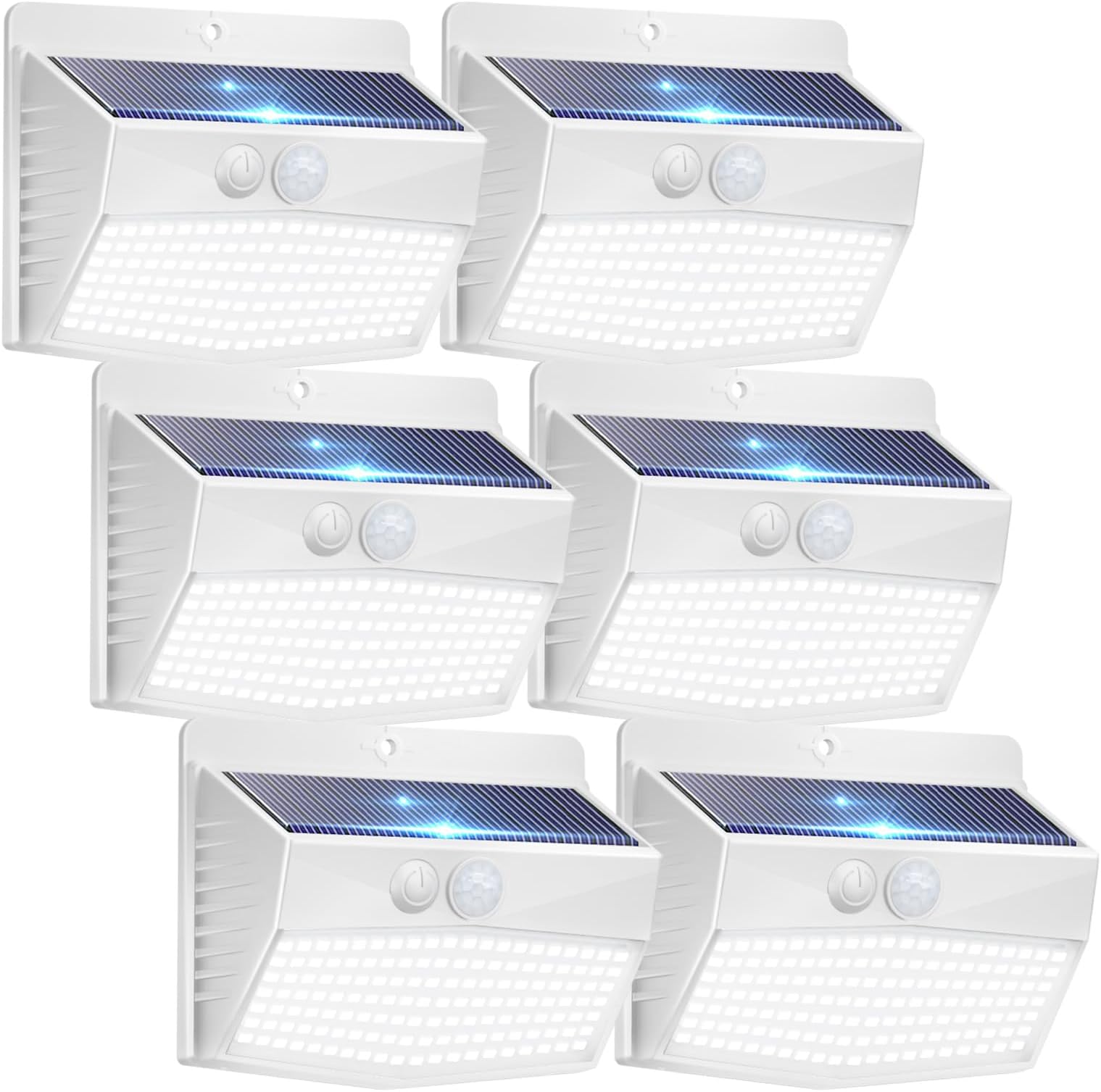 Peasur Solar Lights Outdoor Motion Sensor [138 LED/6 Packs] Solar Security Wall Light with 3 Lighting Modes Waterproof Solar Powered Lights for Garden Fence Yard, White