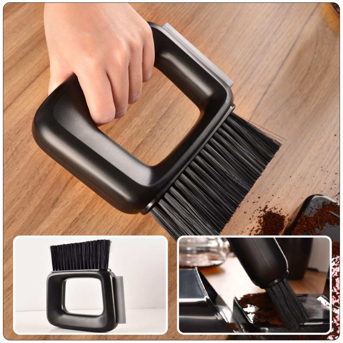 Cabilock 1 Set Brush with Shovel Coffee Bean Coffee Powder Brush Desktop Cleaning Supplies Brochas para Limpiar Coffee Powder Cleaning Brush Coffee Concentrate Desktop Drawer Black Plastic