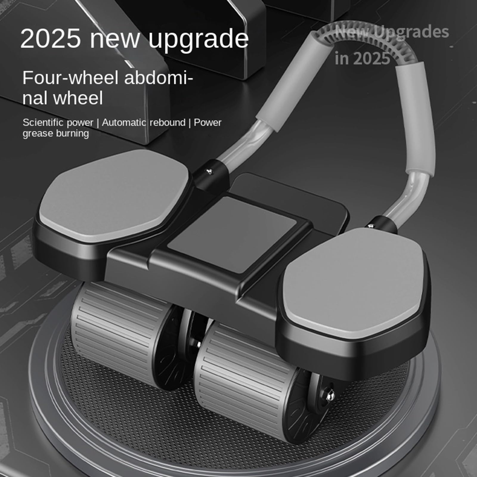 ULUCAN Pro Ab Roller z podpórkami na łokcie, stabilność 4 kółek do brzucha do sześciopaku, łagodzenie bólu pleców, trening podstawowy, bardzo szeroka mata pod kolana w zestawie (do użytku w domowej