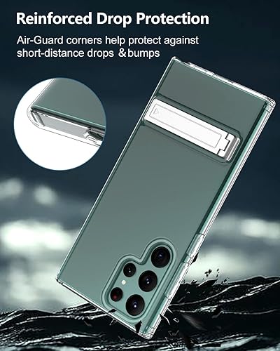 Miniatura 4 de Btscase Funda para Samsung Galaxy S22 Ultra 5G, con soporte de metal ajustable, transparente, suave, flexible, TPU, delgada, a prueba de golpes,