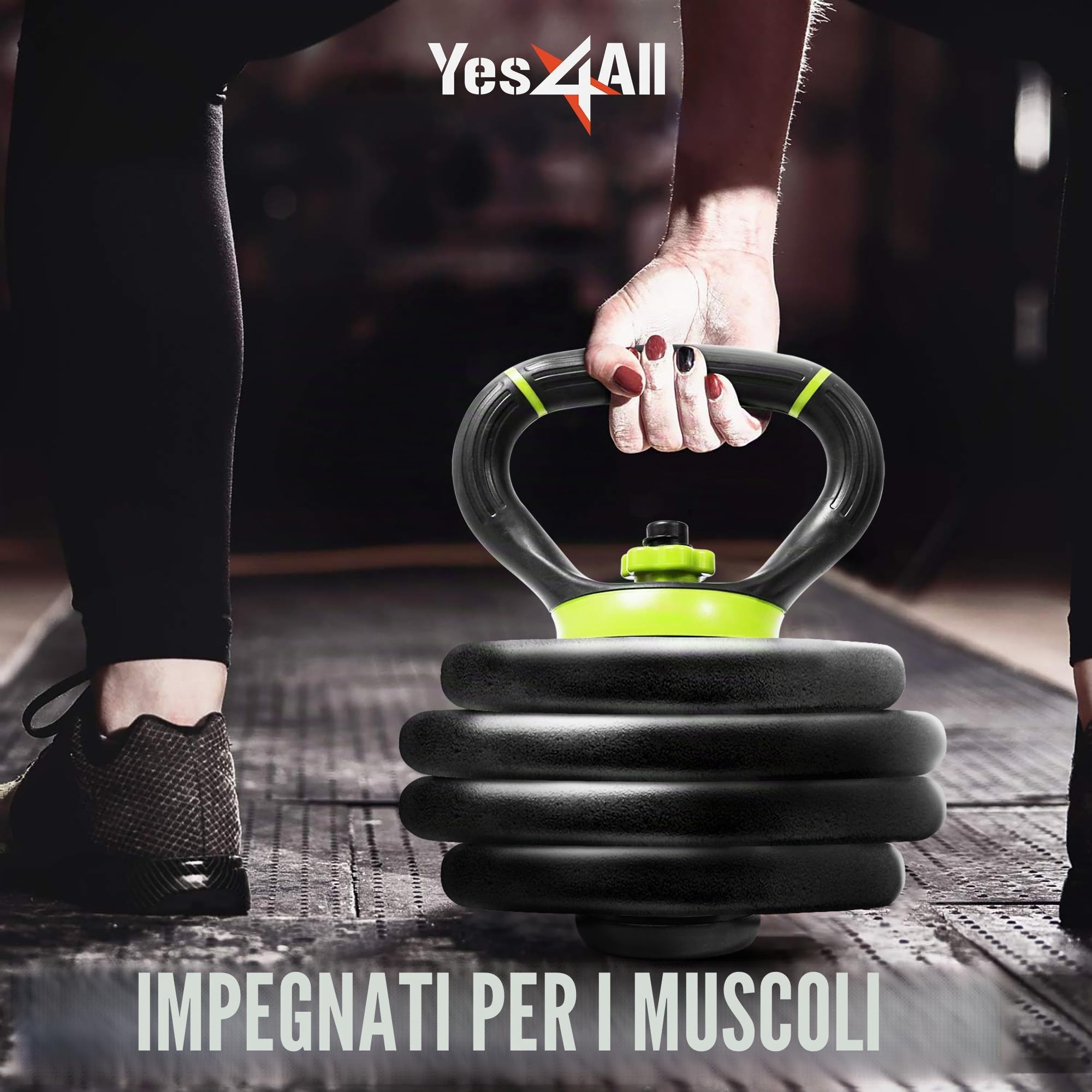 Yes4All Impugnatura regolabile per Kettlebell, convertitore di piastre di peso