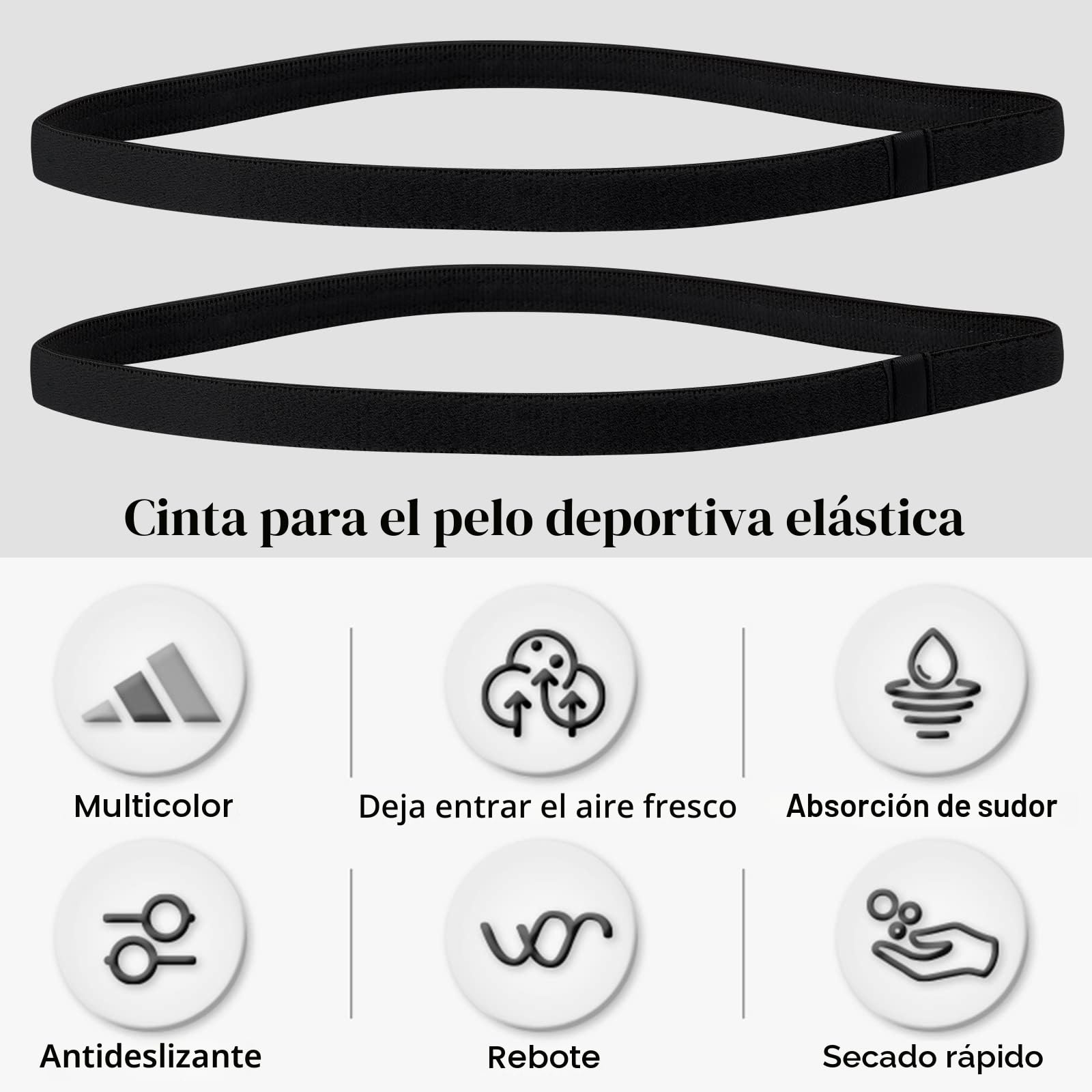 6 Piezas Cinta Deportiva Pelo, Cinta Pelo Niño Hombre Mujer Deporte Diadema Deportiva Elásticas Antideslizante Ppara Yoga Fútbol Jogging