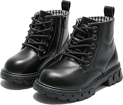 DADAWEN Boys Girls Glitter Ankle Boots Kids Lace Up Side Zipper Waterproof Outdoor Combat BootsToddler/Little Kid/Big Kid