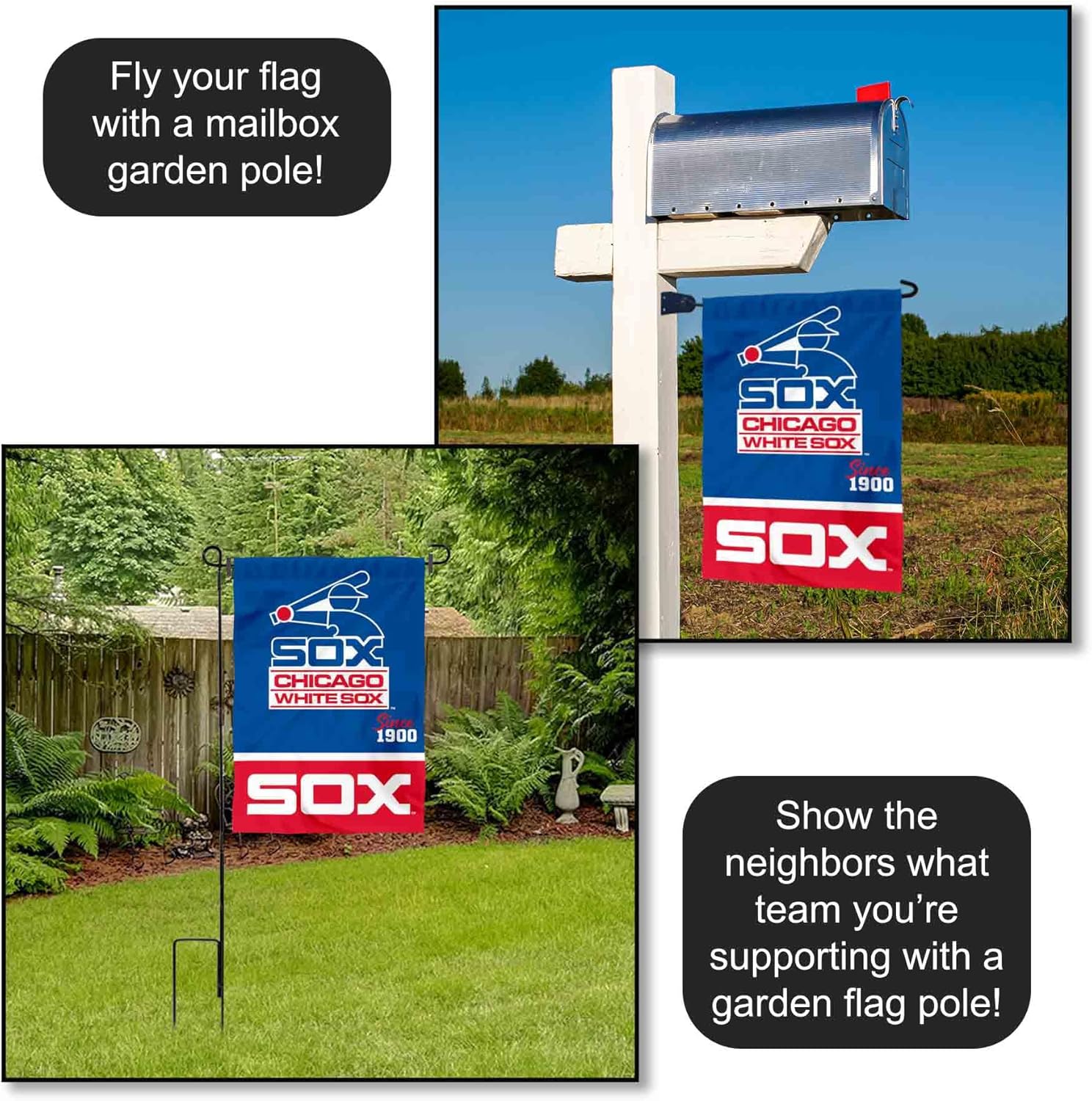 Chicago White Sox Retro Vintage Throwback Double Sided Garden Flag - Image 4